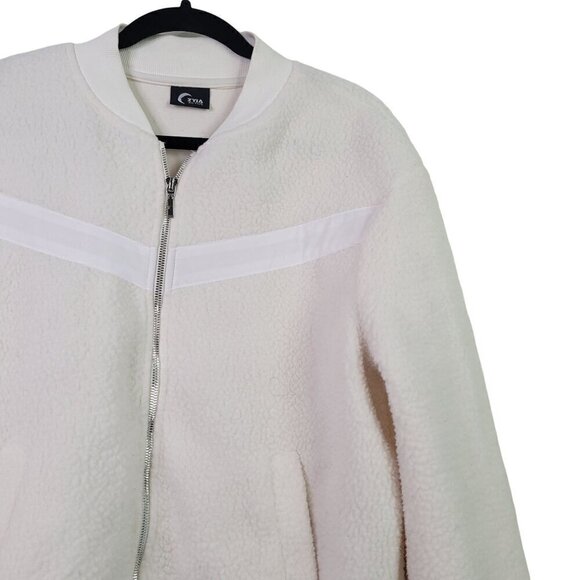Zyia Active Women's Fleece Sherpa Teddy Flying V Full Zip White Jacket Size M - Picture 4 of 12